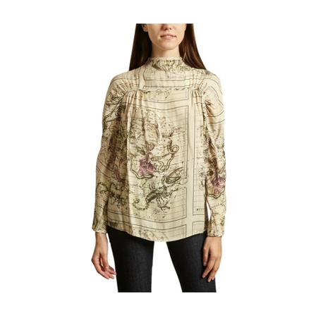 By Malene Birger Beaune printed blouse , Beige , Dames , Maat: S
