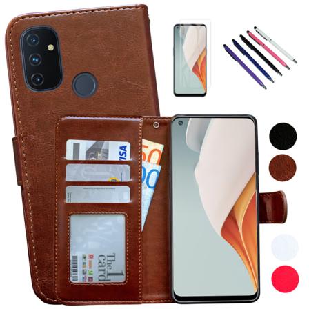 OnePlus Nord N100 - PU Nahkainen Lompakkokotelo Brun