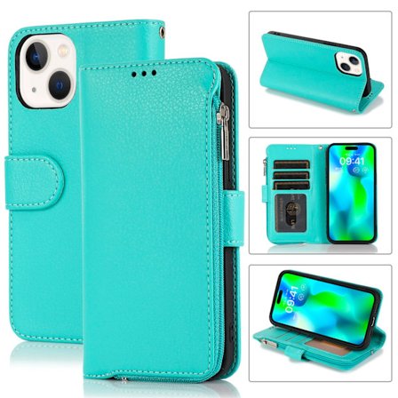 iPhone15PLUS - Stilrent Fodral med Dragkedja, Flip-Fodral med Axelrem