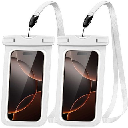 Vattentät hölje för Samsung Galaxy S25 Edge S25+ S25 S24 Ultra S24 FE S23 FE S22 S21 S10, Skydd IPX8 - Vit - Paket med 2