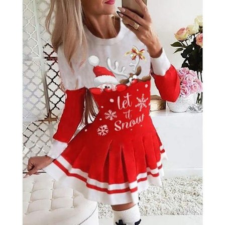 Lang rød julekjole størrelse 1 Lager[D]