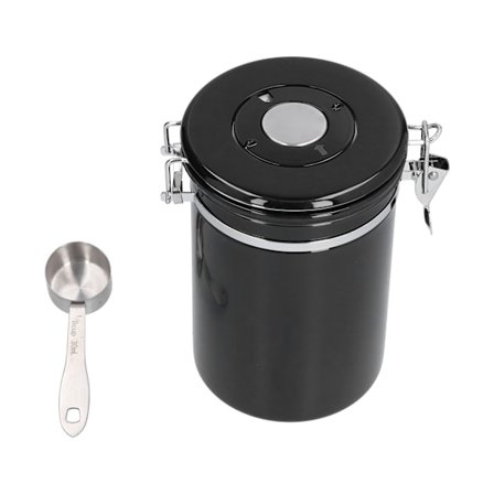 Rustfritt stål kaffekrukker med kalenderhjul uttømmelig kaffekrukke for hjem kaffebar 1,8L svart