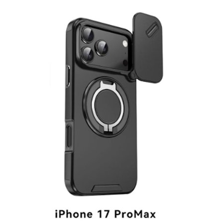 Kompatibel med iPhone 17 PROMAX mobilskal, skjutbart fönster magnetiskt fäste, anti-dropp skyddande skal, anti-slitage och anti-fingeravtryck svart