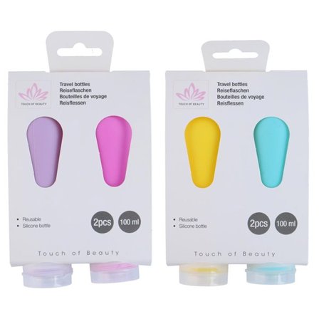 Silikoniset matkapullot 100 ml, 2-pack, uudelleenkäytettävät