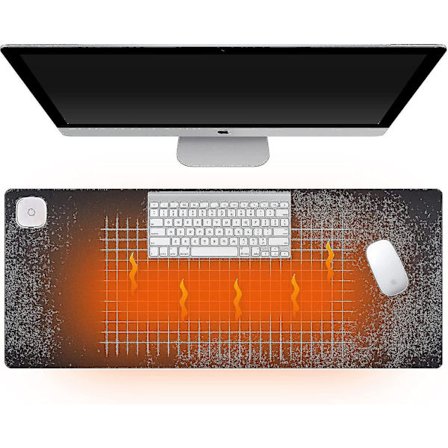 Varmt skrivebordsunderlag, stor PU-tastaturunderlag med varme, kontor håndvarmer skrivebordsmåtte, 3 hastigheder touch-varme kontrol, 31" X 13" gaming