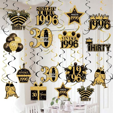 30-vuotissyntymäpäiväjuhlien koristeet Hyvää 30-vuotissyntymäpäivää -banneri 30-vuotisjuhlan kultaglitter-syntymäpäiväjuhlien koristeet