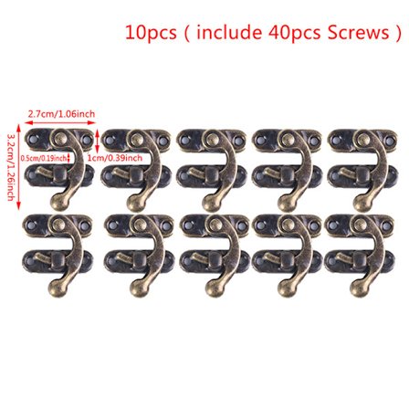 Liten Silver Hasp Spärr Bröstlås Smycken Vin Trälåda Kr