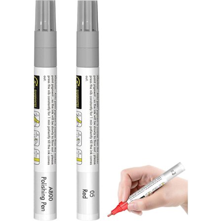 Touch Up Paint Pen | Vandafvis Pen til Fjernelse af Bilmaling Ridser | Multifarvet Auto Paint Scratch Repair Touch-Up Pens CarRed + Polisher