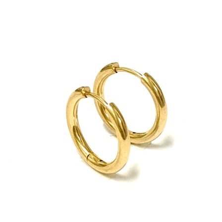 Guld hoops/creoler i kirurgiskt stål. Innerdiameter 8mm