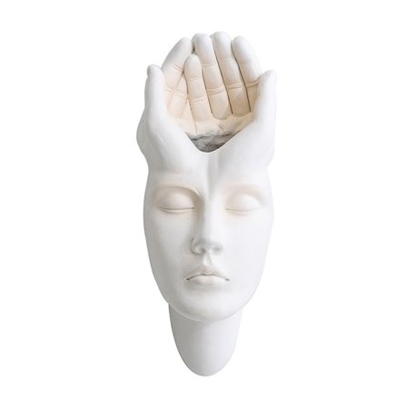 1 hvit veggdekorasjon menneskelig ansikt vase harpiks menneskelig ansikt blomsterpotte