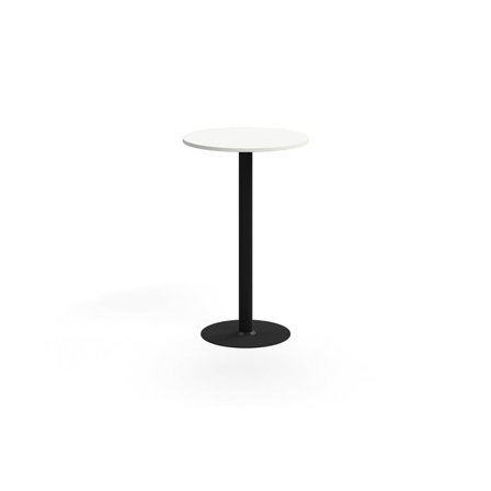 Stół barowy ALVA, Ø700x1100 mm, montaż do podłogi, laminat wysokociśnieniowy, czarny/biały