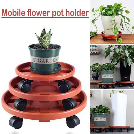 Flyttbart Växtställ Blomkruka Bricka Med Universalhjul Kraftig Rullande Krukväxtställ Inomhus