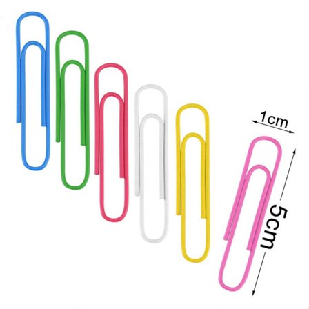 300 stk. store papirclips, 2 tommer farvede metal papirclips