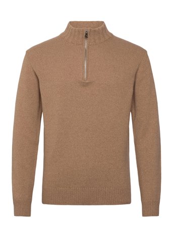 Oscar Jacobson Paul Half Zip - Beige - M