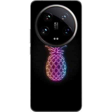 Kompatibelt Mobildeksel til Xiaomi Xiaomi 14 Ultra Neonlysillustrasjon av ananas i fargerikt lys mot svart bakgrunn