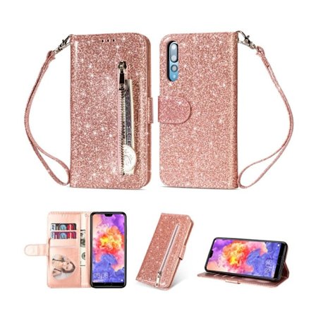 Zipper läder Huawei P20 Pro fodral med plånbok - Flerfärgad