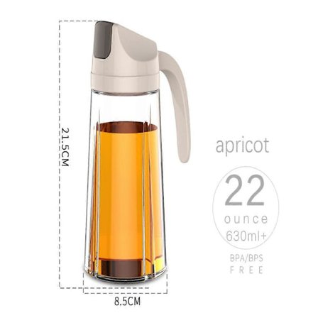 Olivenolie Dispenser Flaske - Glas Flaske Krop - Lækagesikker Støvtæt - Automatisk Åben/Luk Oliekande - Til Madlavning, Bagning (300ml)