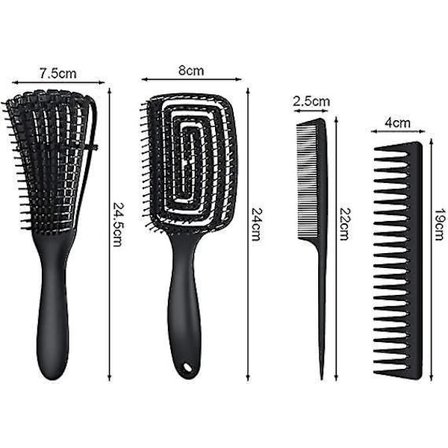 4-delad Hårsats för att reda ut håret