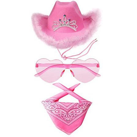 Cowboyhatt, Western Cowgirlhatt, Bandana, Glasögon, Unisex Cowboyhatt