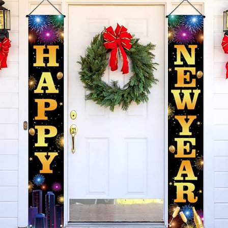 Dörrbanderoll Utomhus Veranda Trädgårdsskylt, Gott Nytt År Dörrbanderoll, Hängande Glad Dekoration för Hemmet, Inomhusfest Vägg