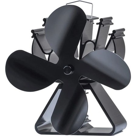 Spisfläkt för spiskaminer med 4 blad för öppen spis, pelletskamin, tyst, värmedrift