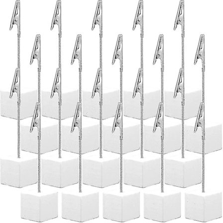 20 stk. fotoklipsholdere med krokodilleklemme træbase memo bordnummerholdere kortdisplaystativ til kontormenu bryllup