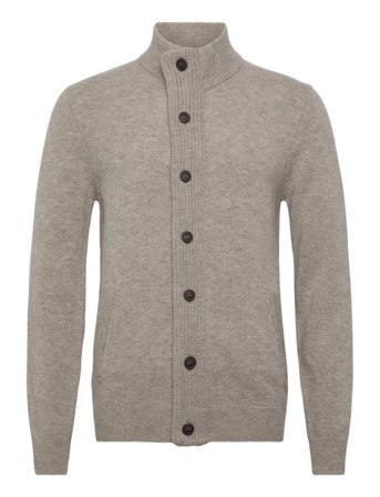 Barbour Essent Patch Zip Through Knitted Jumper Tops Knitwear Full Zip Jumpers Beige Barbour
