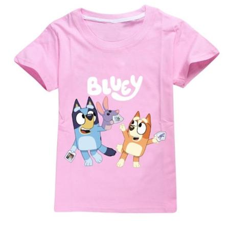 Barn Bingo Blueys T-shirt Pojke Flicka Cartoon Sommar Kortärmad Tee Crew Neck Toppar Pink 5-6 Years