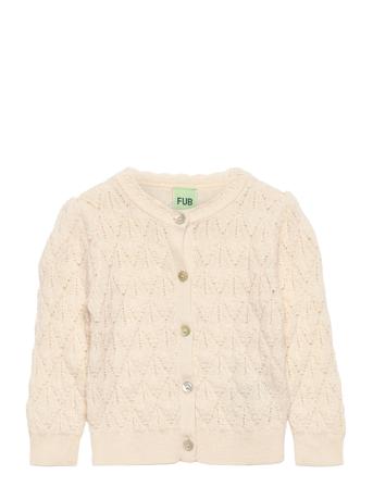 Baby Pointelle Cardigan Stickad Tröja Cardigan Creme FUB