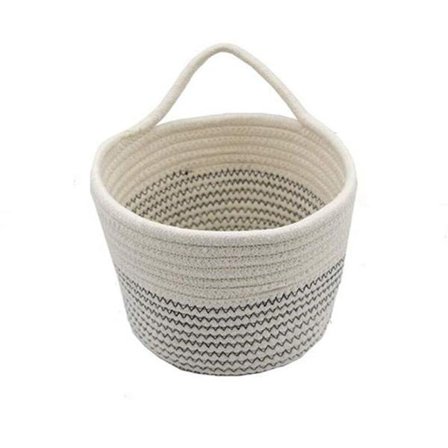 Puuvillaköysi kori, taitettava punottu kori kahvalla säilytyskori, kasvikori