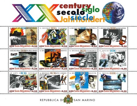 San Marino - Det 20. århundrede - Postfrisk miniark