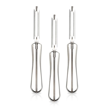 Grønnsaksskreller | Flott for epler, gulrøtter og poteter | Ergonomisk håndtak for sikkerhet og kontroll | Rustfritt stålkonstruksjon 3-pakning