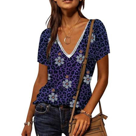Fritids V-ringad Print Kortärmad T-shirt