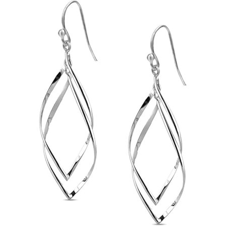 Dubbelt Tvinnade Infinity Örhängen i Sterling Silver för Kvinnor | Linjära Markisöglor Klassiska Infinity Örhängen