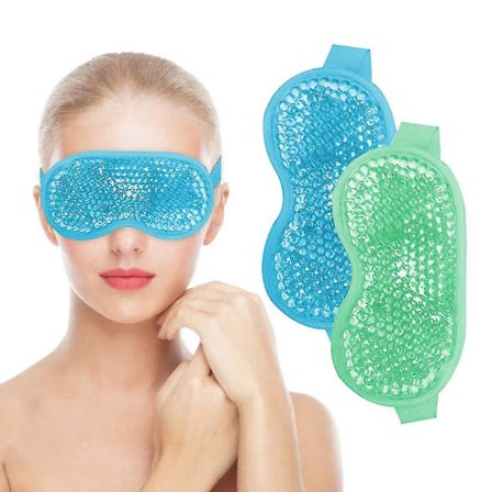 Kylande Gel-Ögonmask, 2 st Återanvändbara Gel-Ögonpärlor & Kylpåse för Svullna Ögon & Torra Ögon, Kall Ögonmask med Is