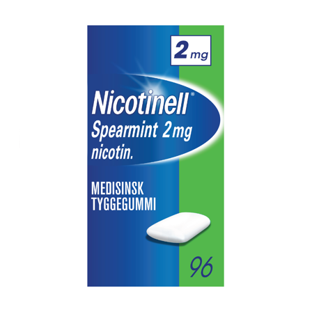 Nicotinell 2 mg tyggegummi, Spearmint, 96 stk.