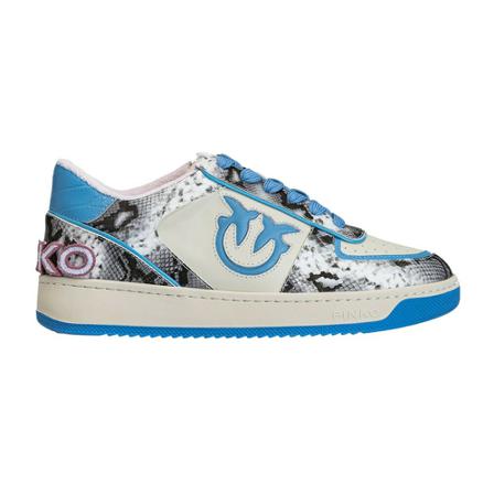 Pinko Alsace Basket Sneakers Pitone Glitter+Coconut Print blå, Dam, Dam, Storlek: 40 EU