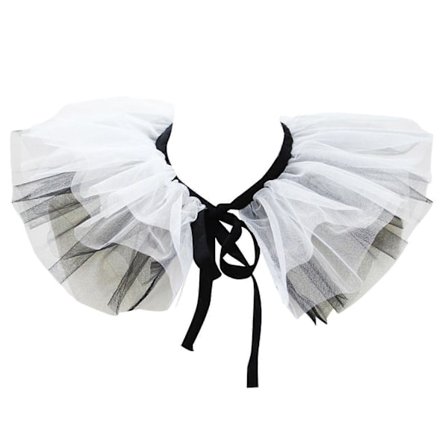 Naisten röyhelöinen verkkokaulus, teko, vintage, renessanssi, mustavalkoinen tylli, klovni, cosplay-kaularöyhelö, choker-huivi, juhlatarvike