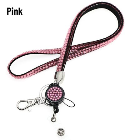 Bling Crystal Lanyard henkilökorttipidike PINK