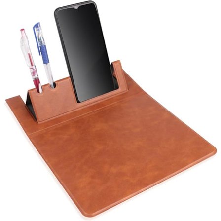 Musemåtte med penneholder, PU læder musemåtter med telefonholder, små musemåtter til bærbar computer, bærbar trådløs musemåtte, slanke computer 