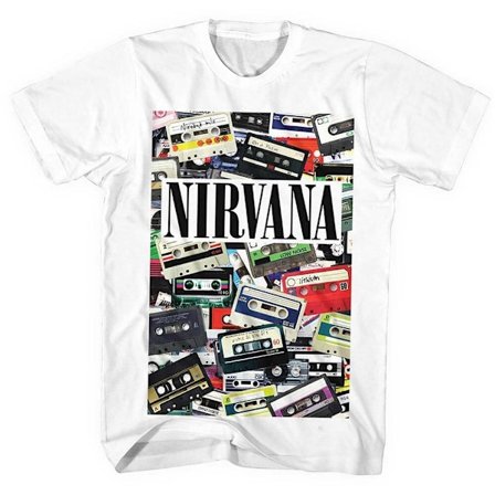 Nirvana Unisex Adult Cassettes T-Shirt L Vit