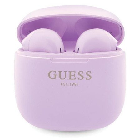 Guess GUTWST26PSU TWS Bluetooth-hovedtelefoner + dockingstation - lilla Classic EST-logo