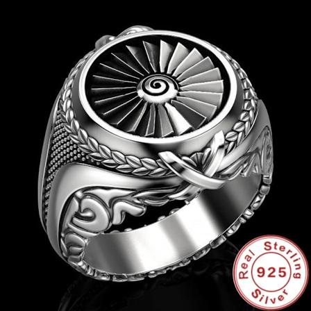 925 Sterling Sølv Ring for Menn, 18K Gull Ring, Punk Stil, Bryllupsglamour, Smykkegave silver 12