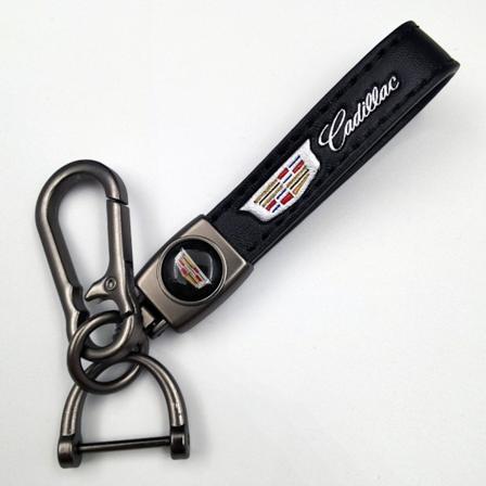 Personalisert Logo Metall Nøkkelring til Bil - Herre Nøkkelring i Lær med Logo Logo Silver Hardware