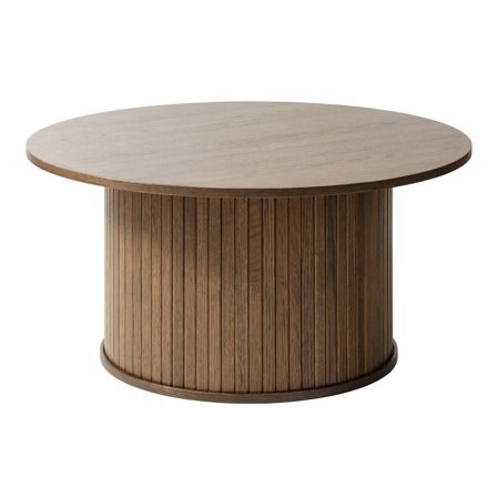 Nola sofabord, Røget, Ø90cm - 90x90x45cm - Sofabord - Lakeret MDF og egefiner - Elegant design til stuen - Perfekt størrelse til mindre og større rum