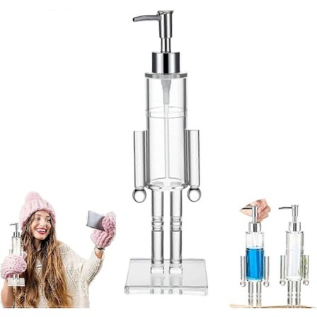 Nötknäppare Tvålpump, Dekorativ Återfyllningsbar Jul-Tvålflaska, Transparent Akryl Festlig Tvätt Flytande Lotion Pump för Julbadrum