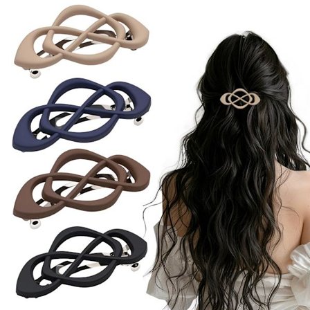 Vintage franske hårklemmer, hårklemmer til kvinder, elegante retro skridsikre hårklemmer, klassisk design (farvemix A, 4 stk.)