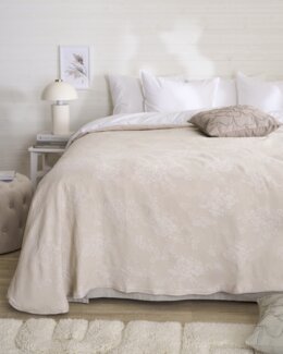 Jacquardvevd sengeteppe ensfarget Lin