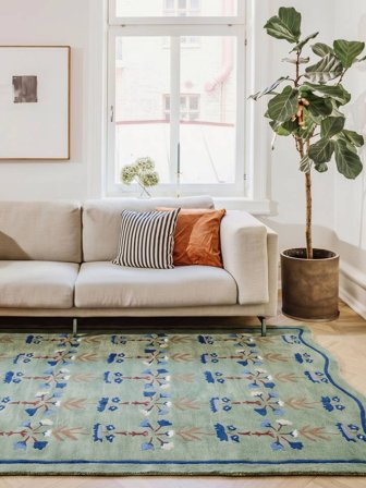 Rosalina 200X300 Miętowa Zieleń/Niebieski Dywan Wełniany