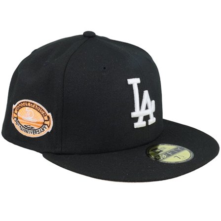 New Era - MLB Svart fitted Keps - Los Angeles Dodgers Squad 59FIFTY Stad 50 Black/Peach Fitted @ Hatstore